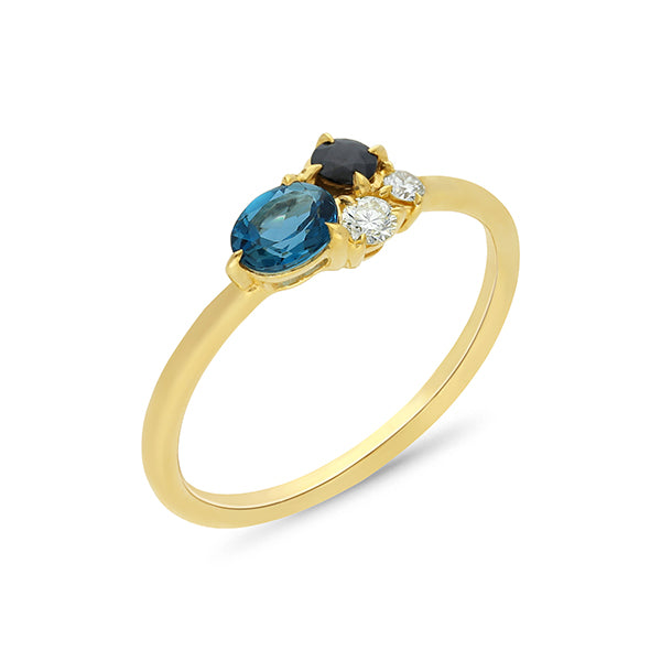 Topaz sapphire and diamond ring Clearance