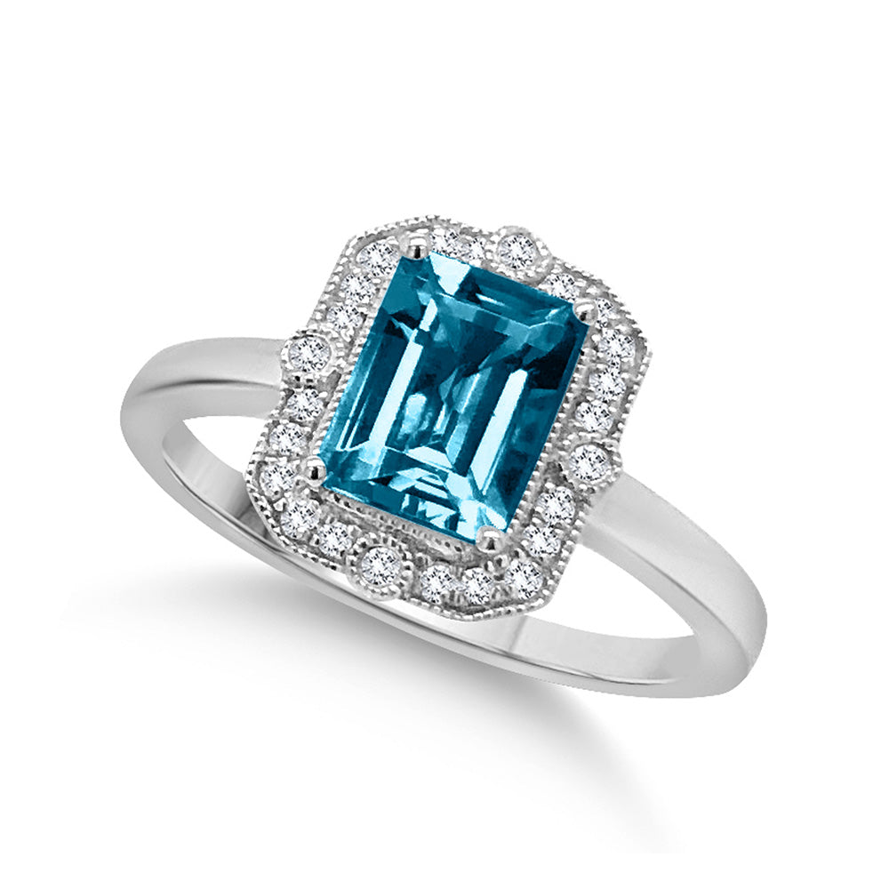 9k Diamond and London Blue Topaz Ring