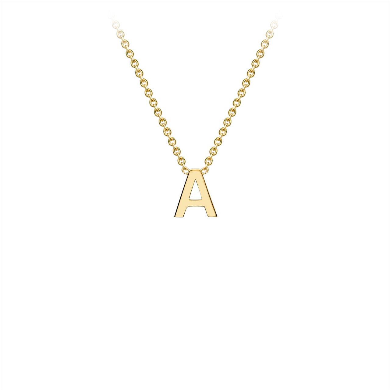 9K Yellow Gold 'A' Initial Adjustable Necklace 38cm-43cm