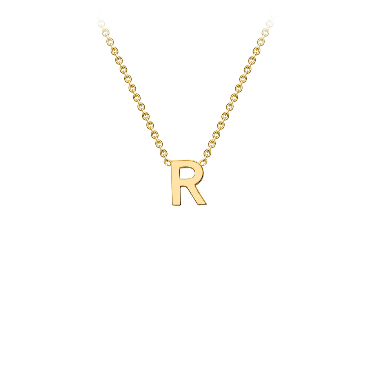 9K Yellow Gold 'R' Initial Adjustable Necklace 38cm-43cm