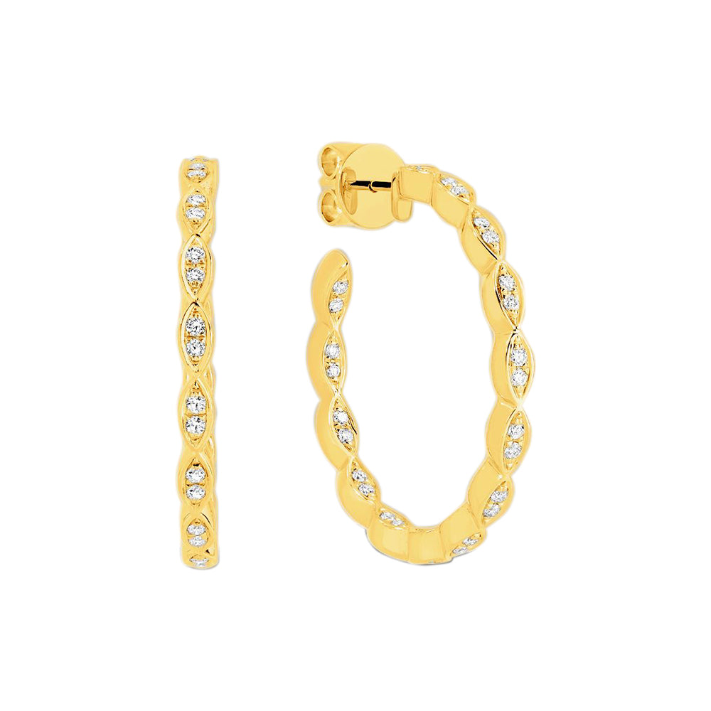 Diamond Hoop Earrings. Craftyed in 9k Yellow Gold