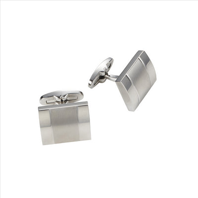 Brushed/Polished Curved square Stainless Steel Cufflinks