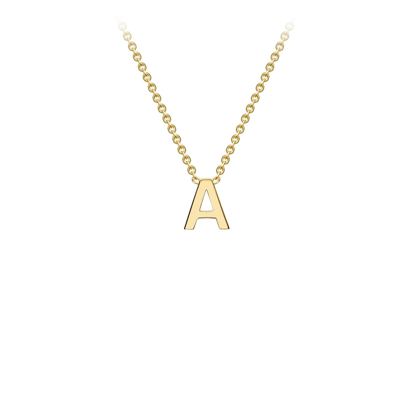9K Yellow Gold 'A' Initial Adjustable Letter Necklace 38/43cm