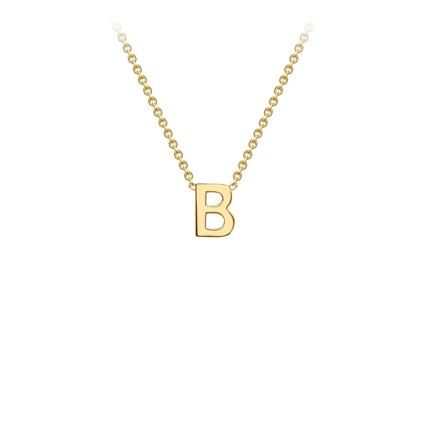 9K Yellow Gold 'B' Initial Adjustable Letter Necklace 38/43cm