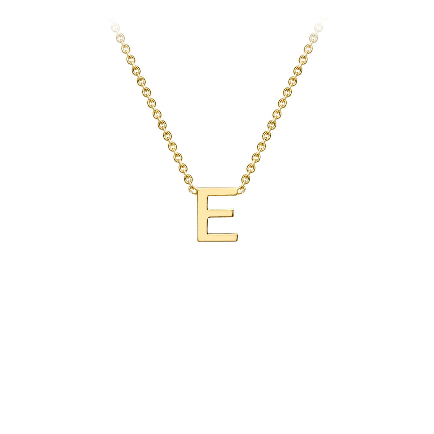 9K Yellow Gold 'E' Initial Adjustable Letter Necklace 38/43cm