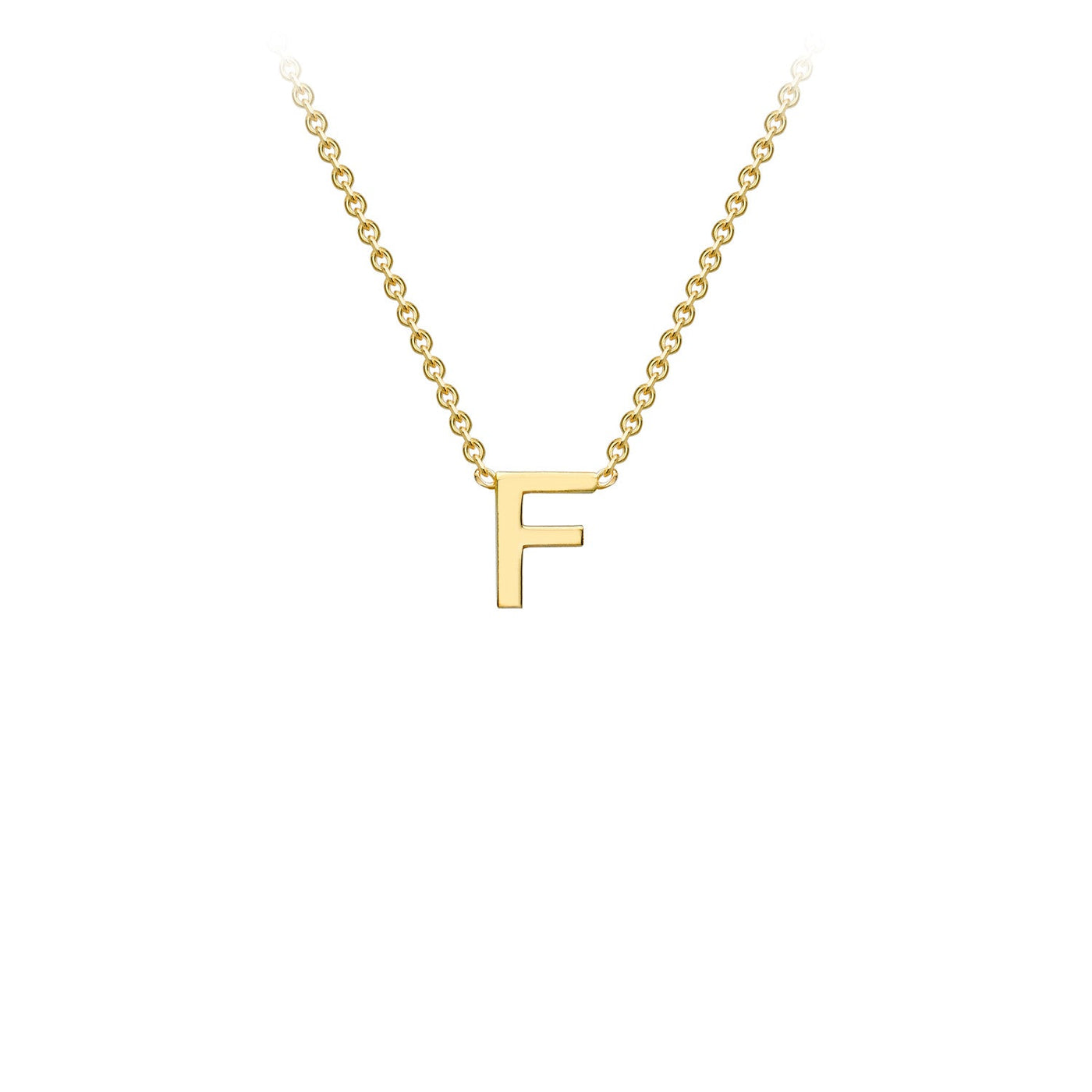 9K Yellow Gold 'F' Initial Adjustable Letter Necklace 38/43cm