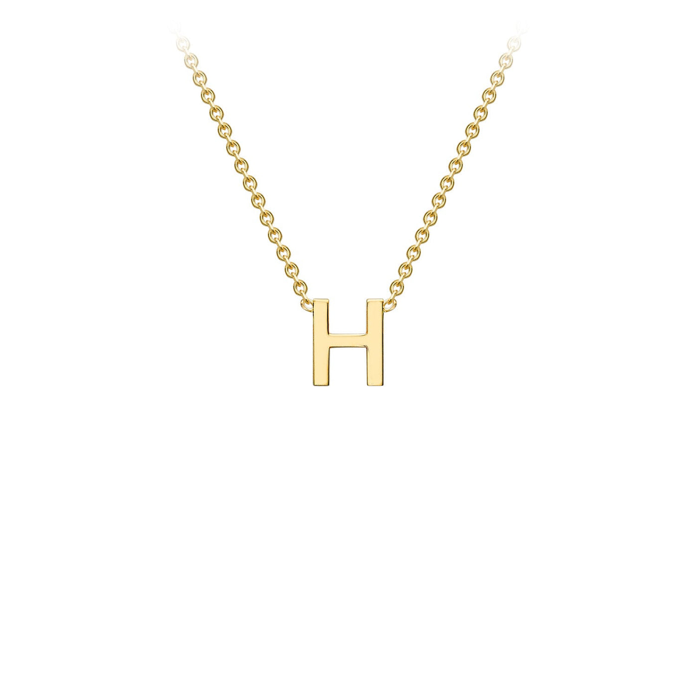 9K Yellow Gold 'H' Initial Adjustable Letter Necklace 38/43cm