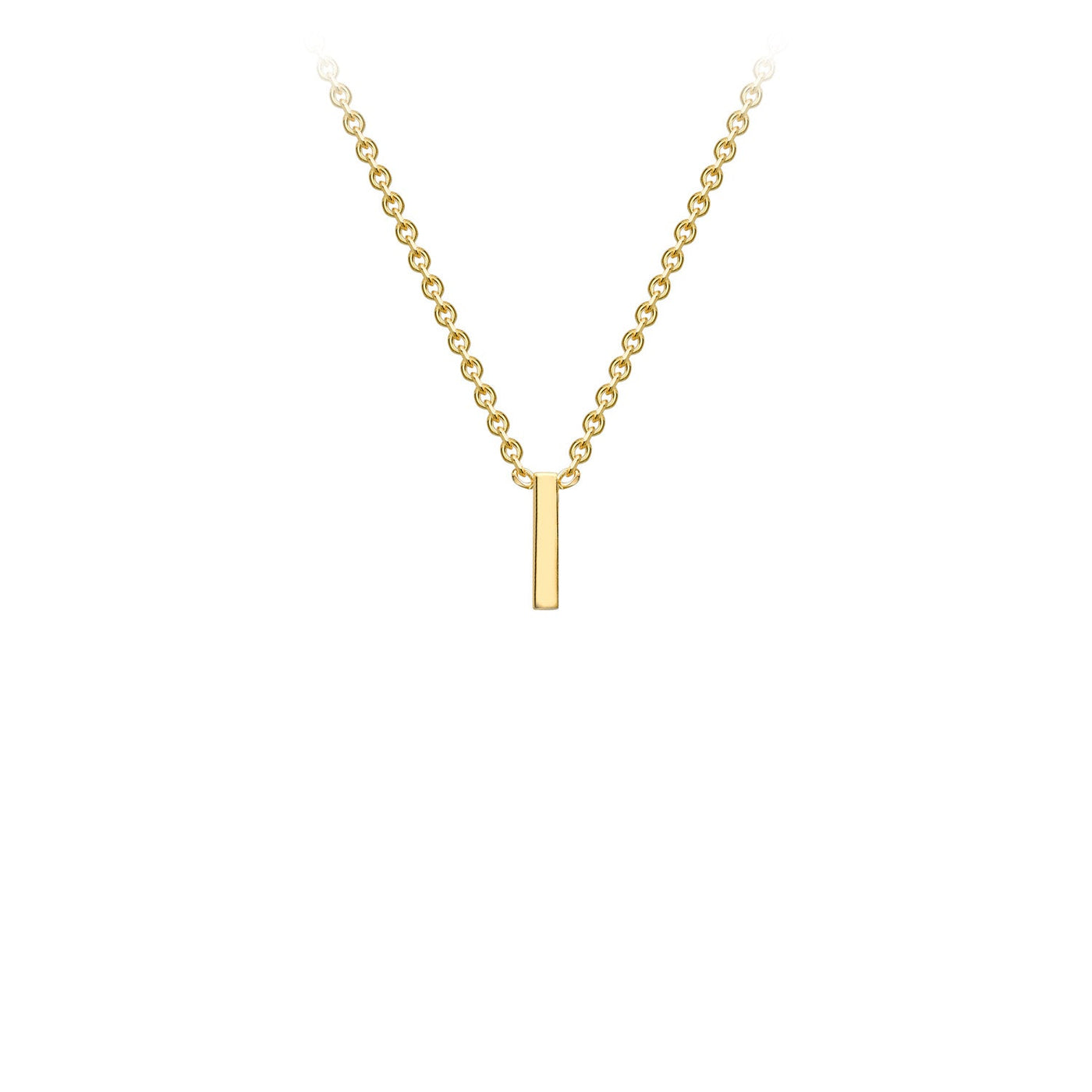 9K Yellow Gold 'I' Initial Adjustable Letter Necklace 38/43cm