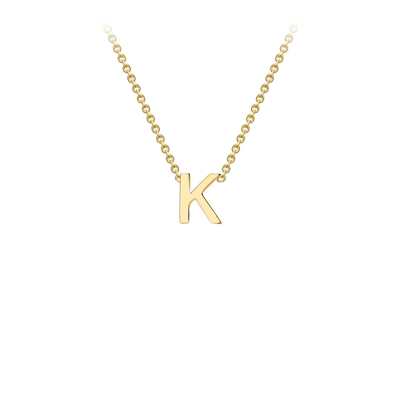 9K Yellow Gold 'K' Initial Adjustable Letter Necklace 38/43cm