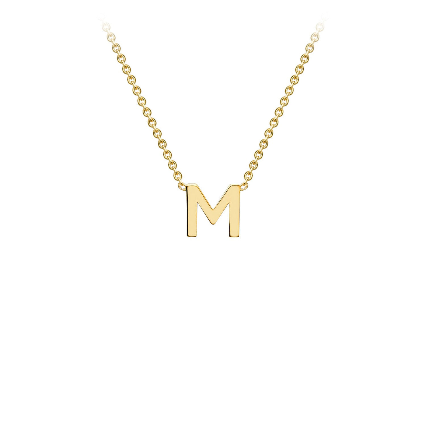 9K Yellow Gold 'M' Initial Adjustable Letter Necklace 38/43cm