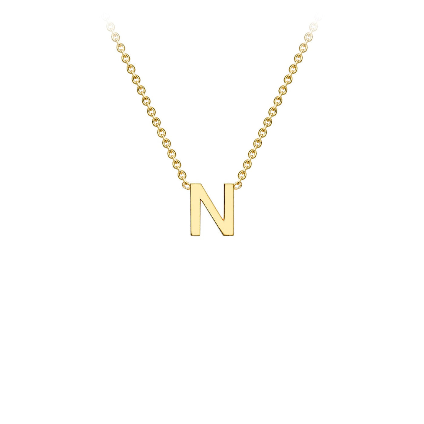 9K Yellow Gold 'N' Initial Adjustable Letter Necklace 38/43cm