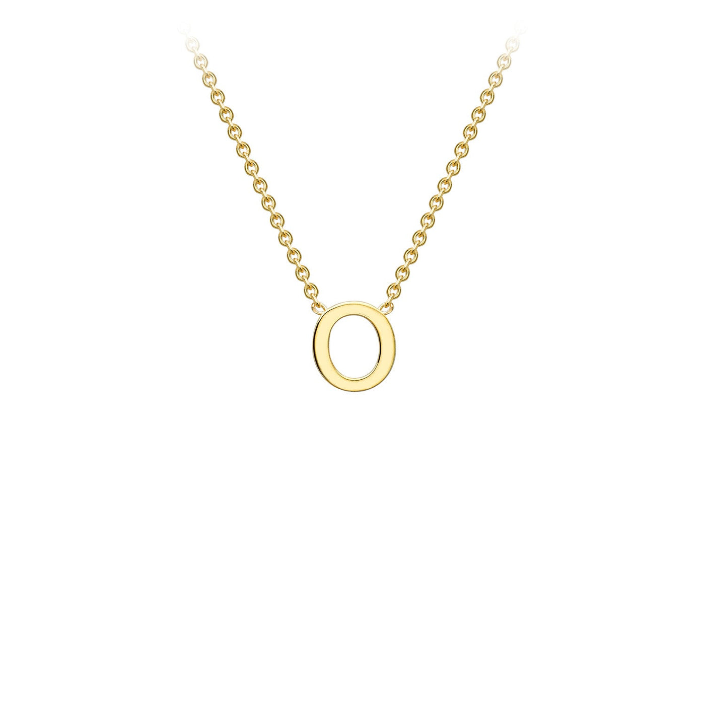 9K Yellow Gold 'O' Initial Adjustable Letter Necklace 38/43cm