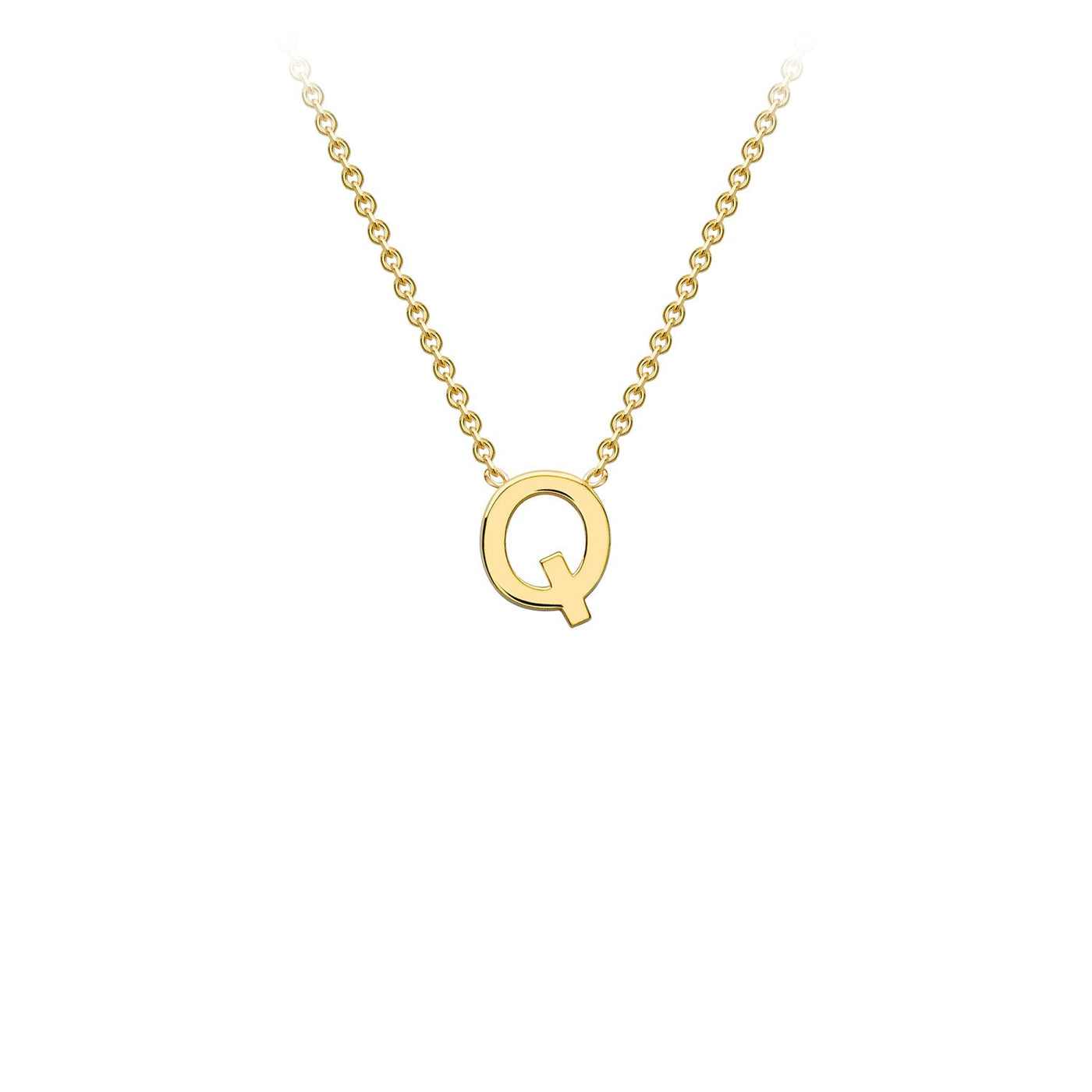 9K Yellow Gold 'Q' Initial Adjustable Letter Necklace 38/43cm