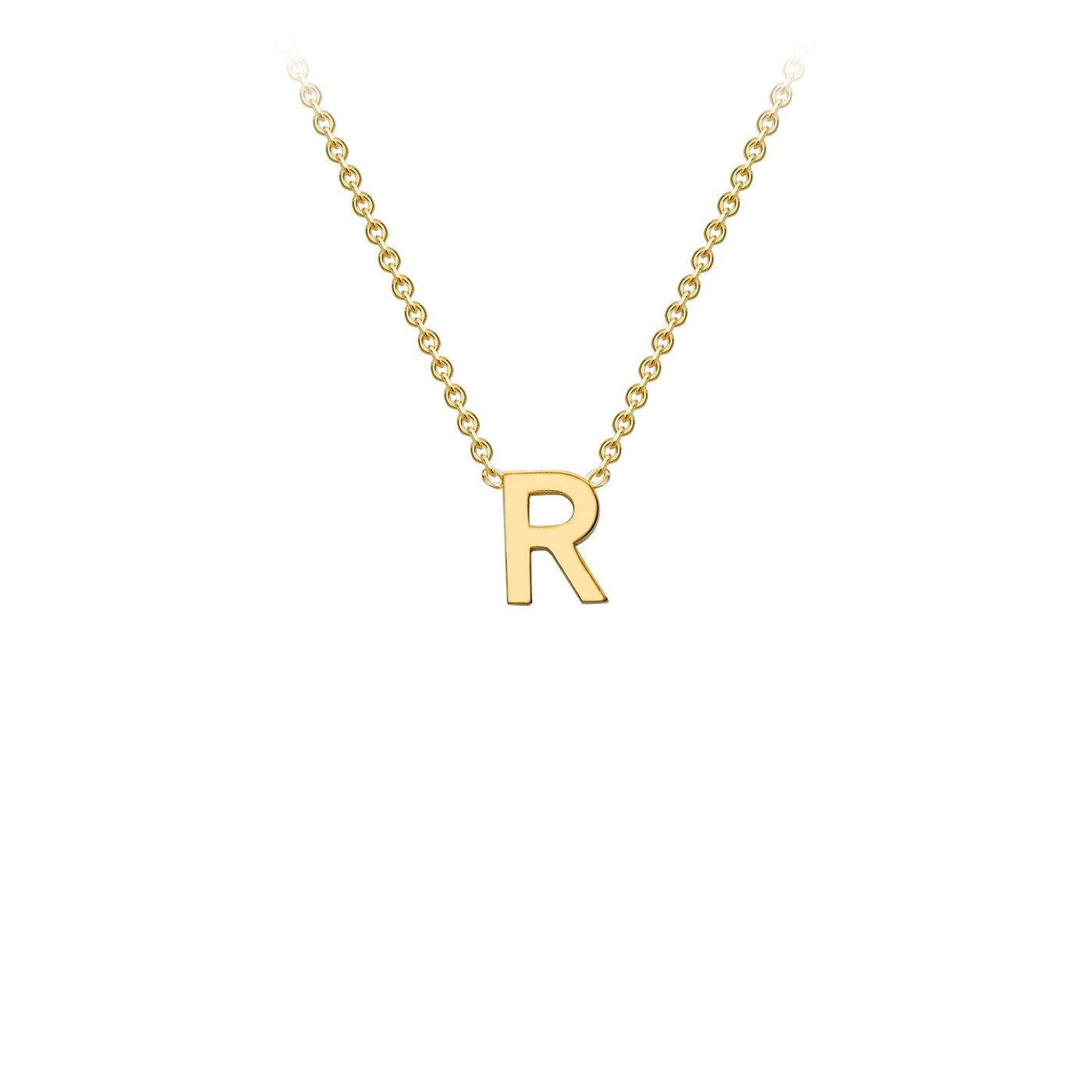 9K Yellow Gold 'R' Initial Adjustable Letter Necklace 38/43cm