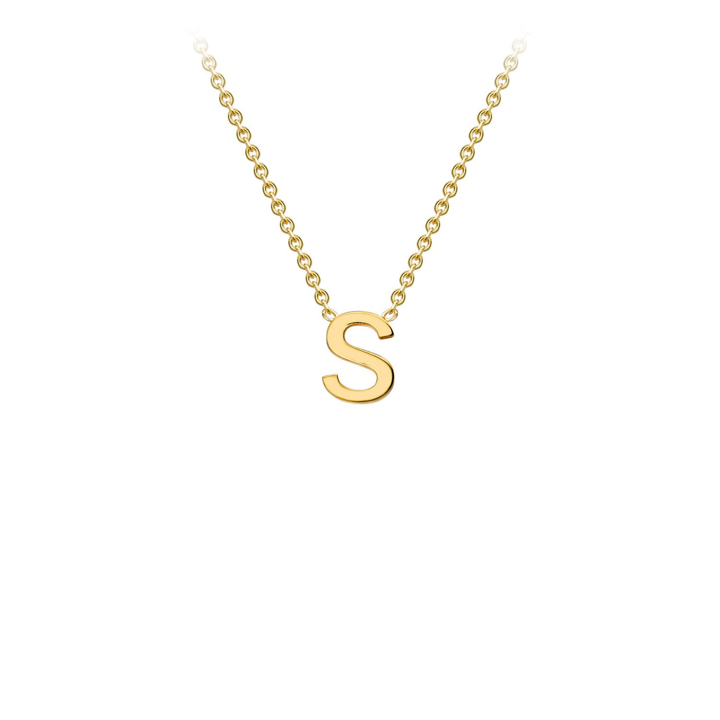9K Yellow Gold 'S' Initial Adjustable Letter Necklace 38/43cm