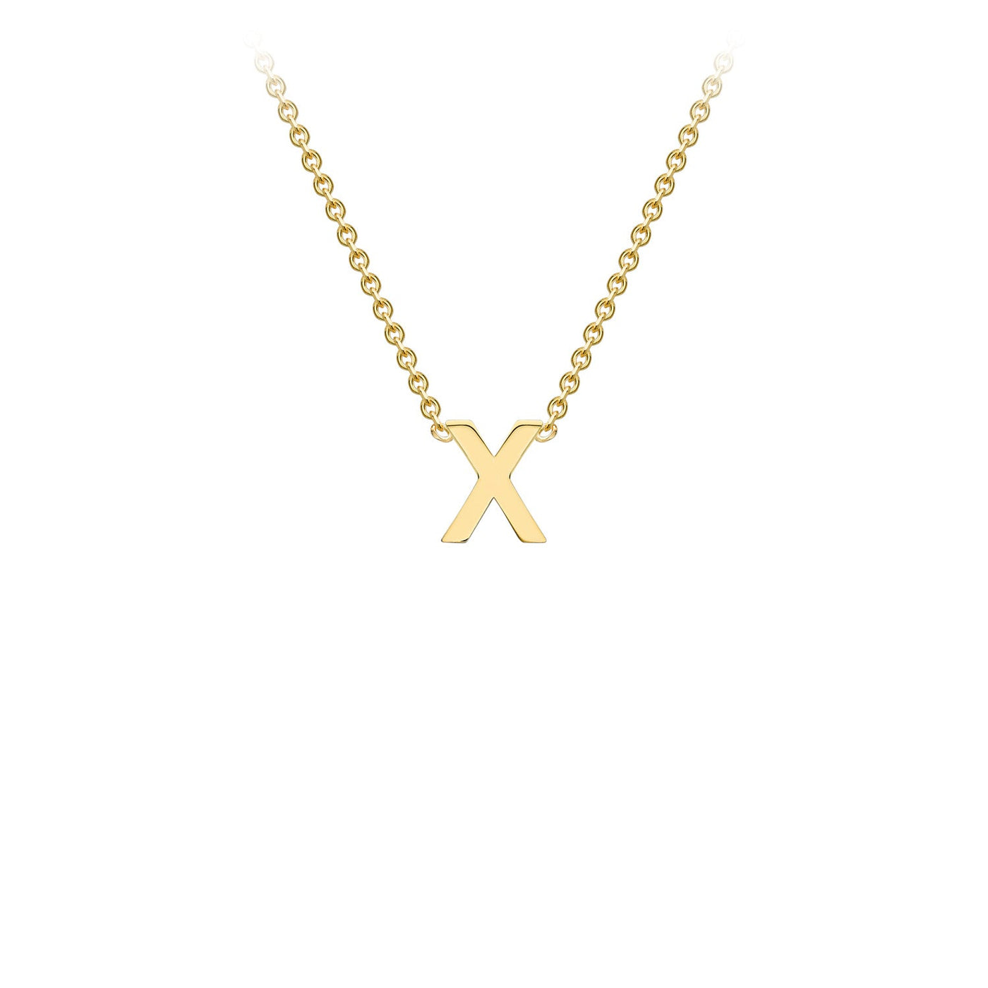 9K Yellow Gold 'X' Initial Adjustable Letter Necklace 38/43cm