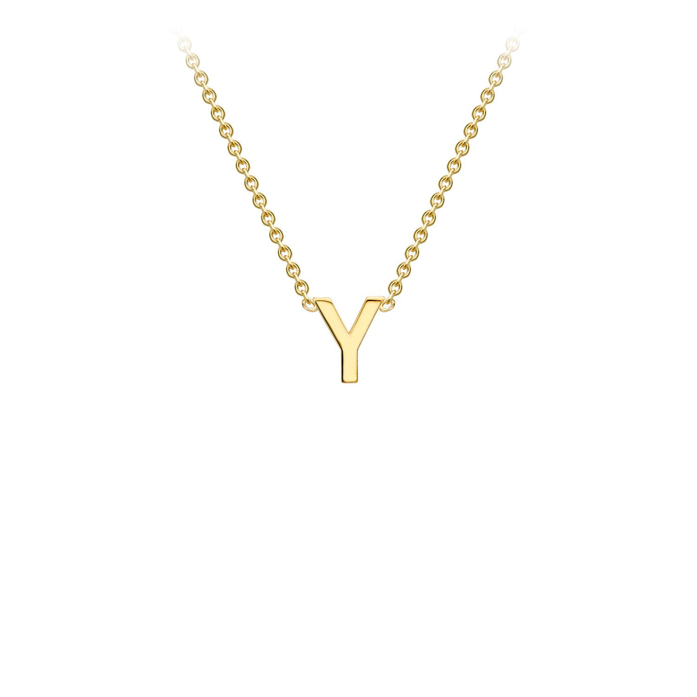 9K Yellow Gold 'Y' Initial Adjustable Letter Necklace 38/43cm