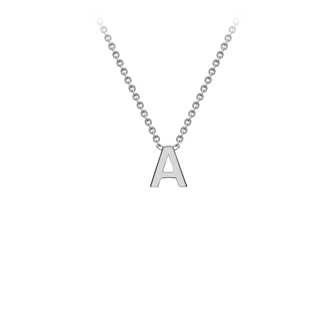 9K White Gold 'A' Initial Adjustable Letter Necklace 38/43cm