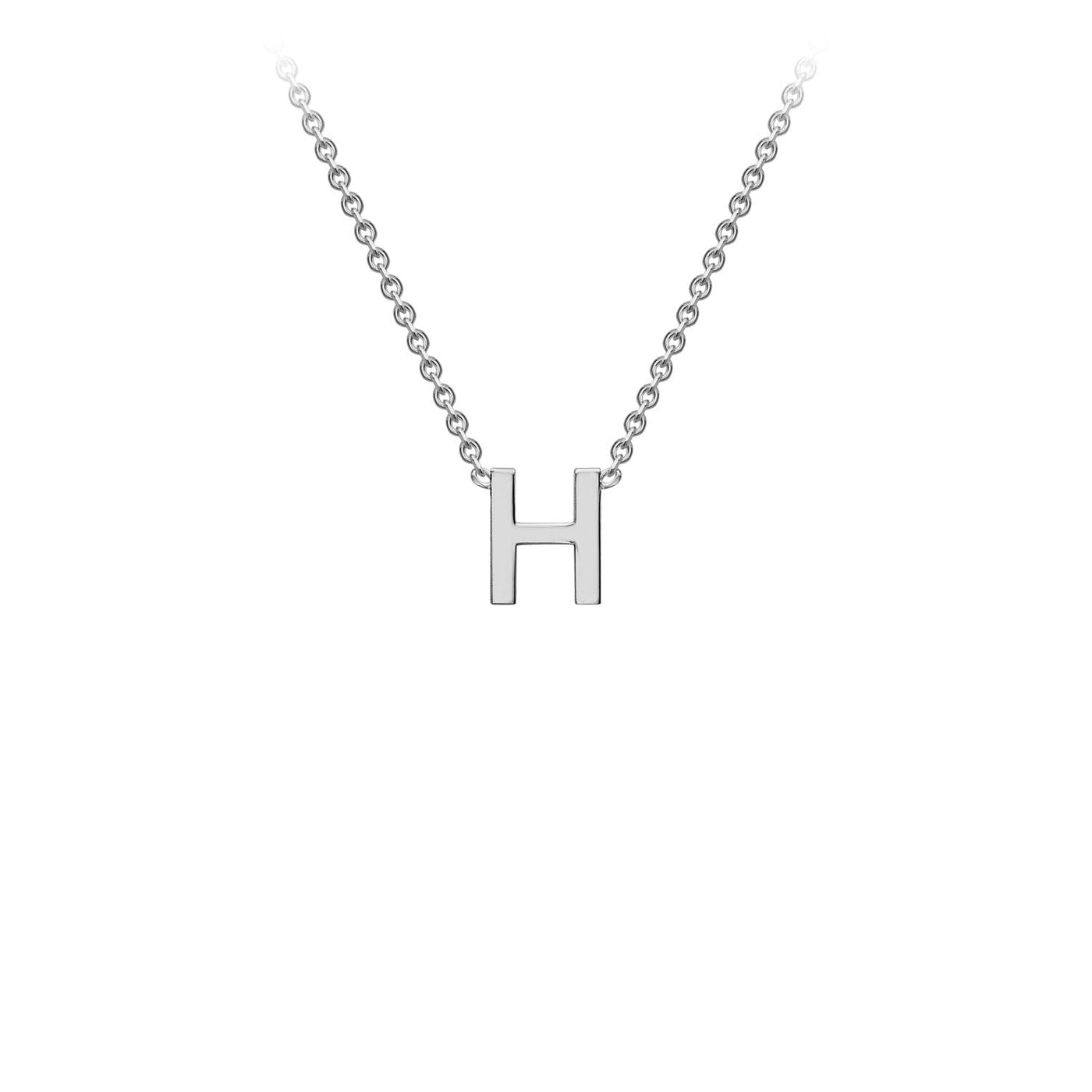 9K White Gold 'H' Initial Adjustable Letter Necklace 38/43cm