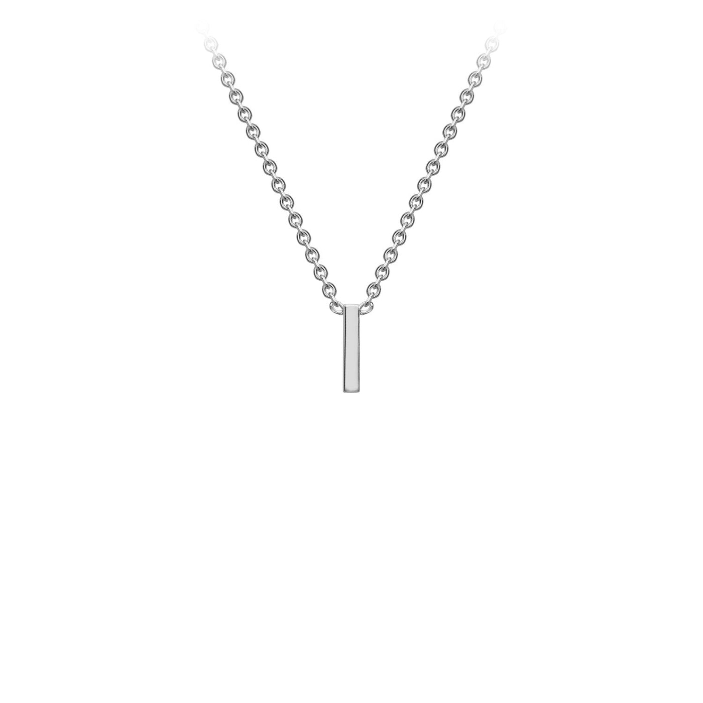 9K White Gold 'I' Initial Adjustable Letter Necklace 38/43cm