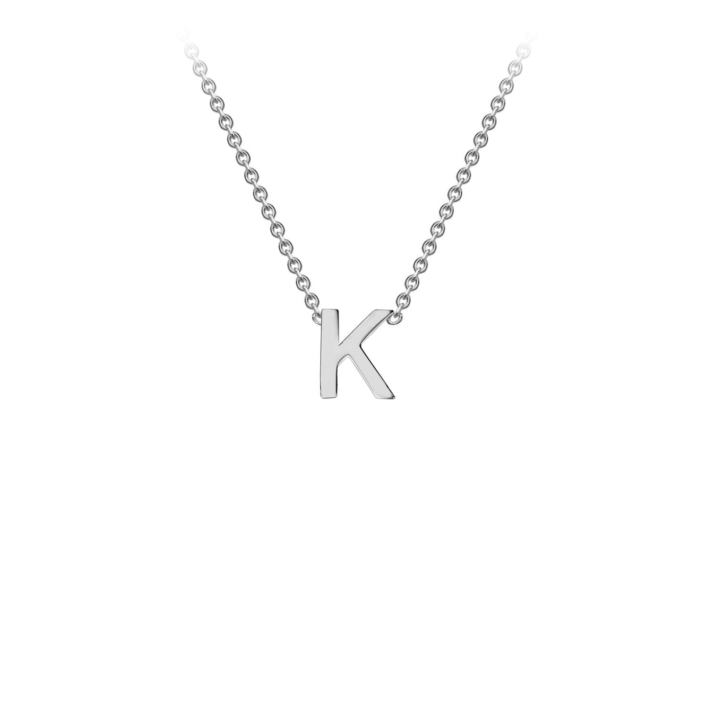 9K White Gold 'K' Initial Adjustable Letter Necklace 38/43cm