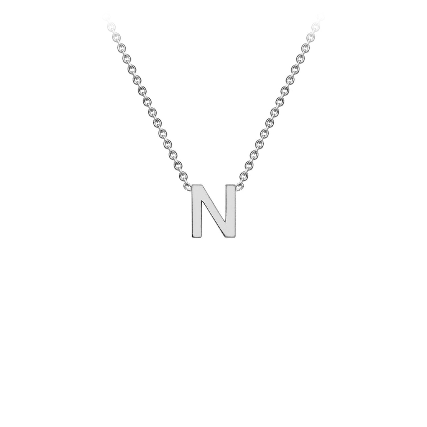 9K White Gold 'N' Initial Adjustable Letter Necklace 38/43cm