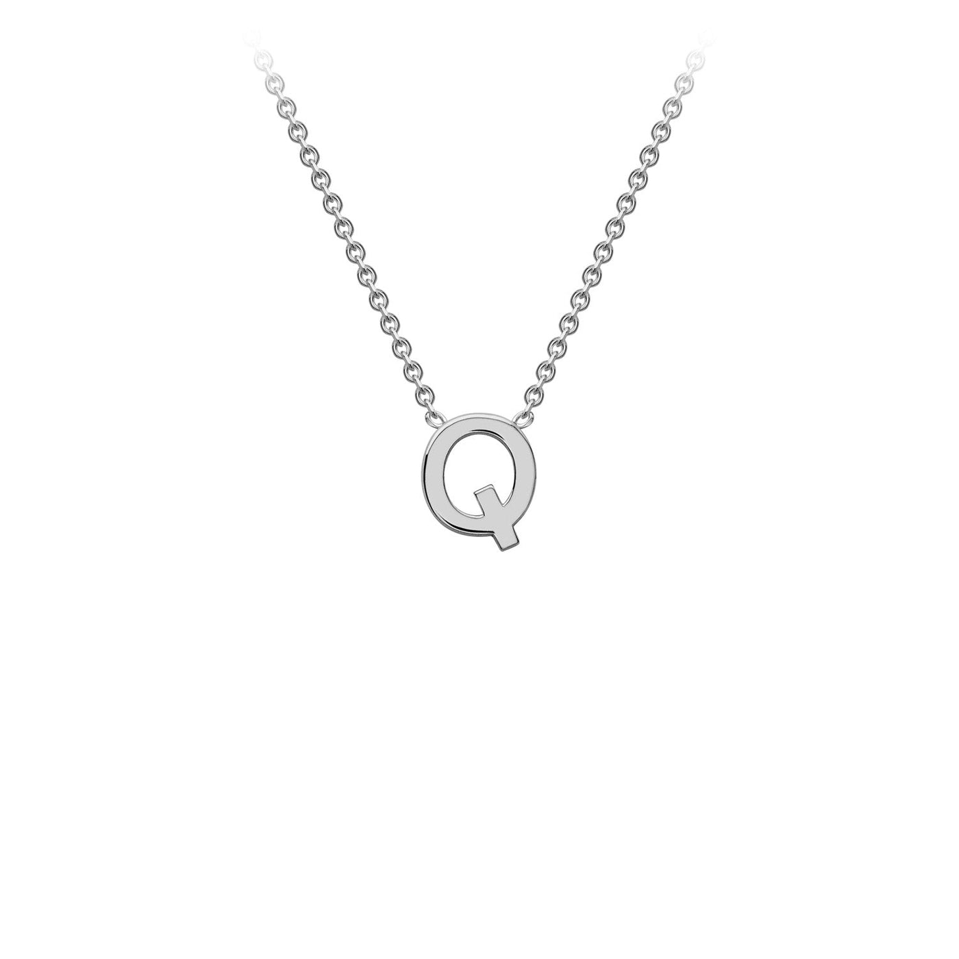 9K White Gold 'Q' Initial Adjustable Letter Necklace 38/43cm