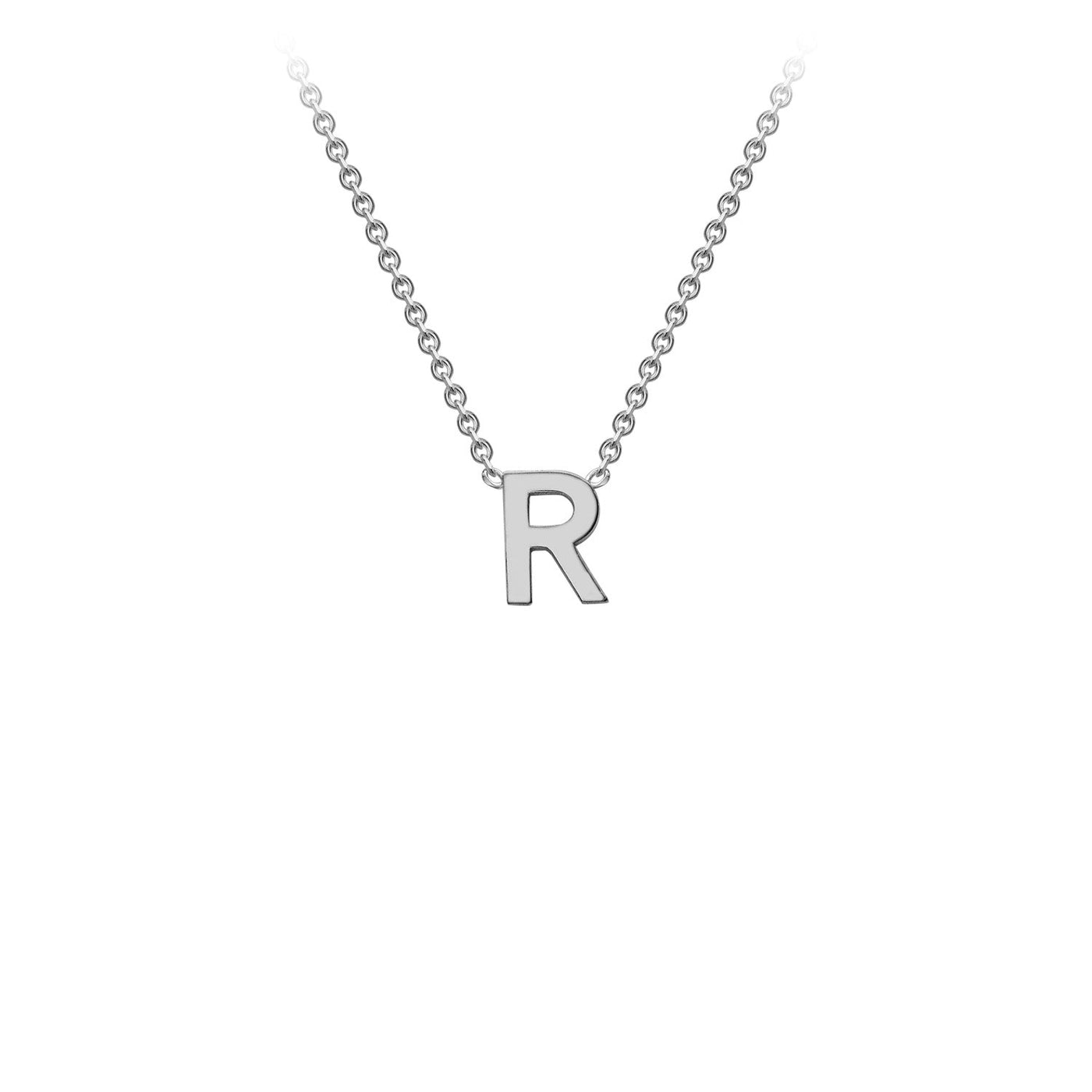 9K White Gold 'R' Initial Adjustable Letter Necklace 38/43cm