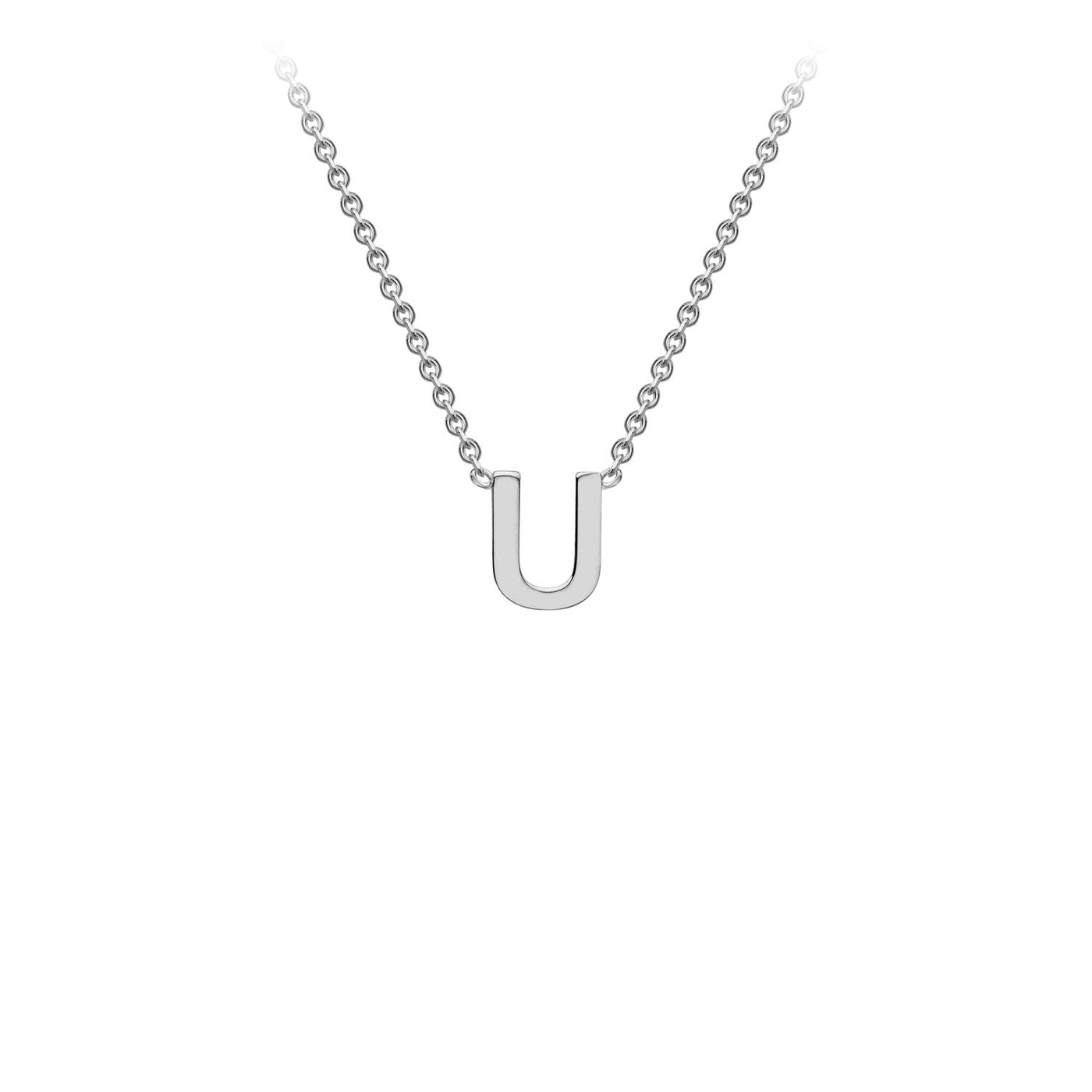 9K White Gold 'U' Initial Adjustable Letter Necklace 38/43cm