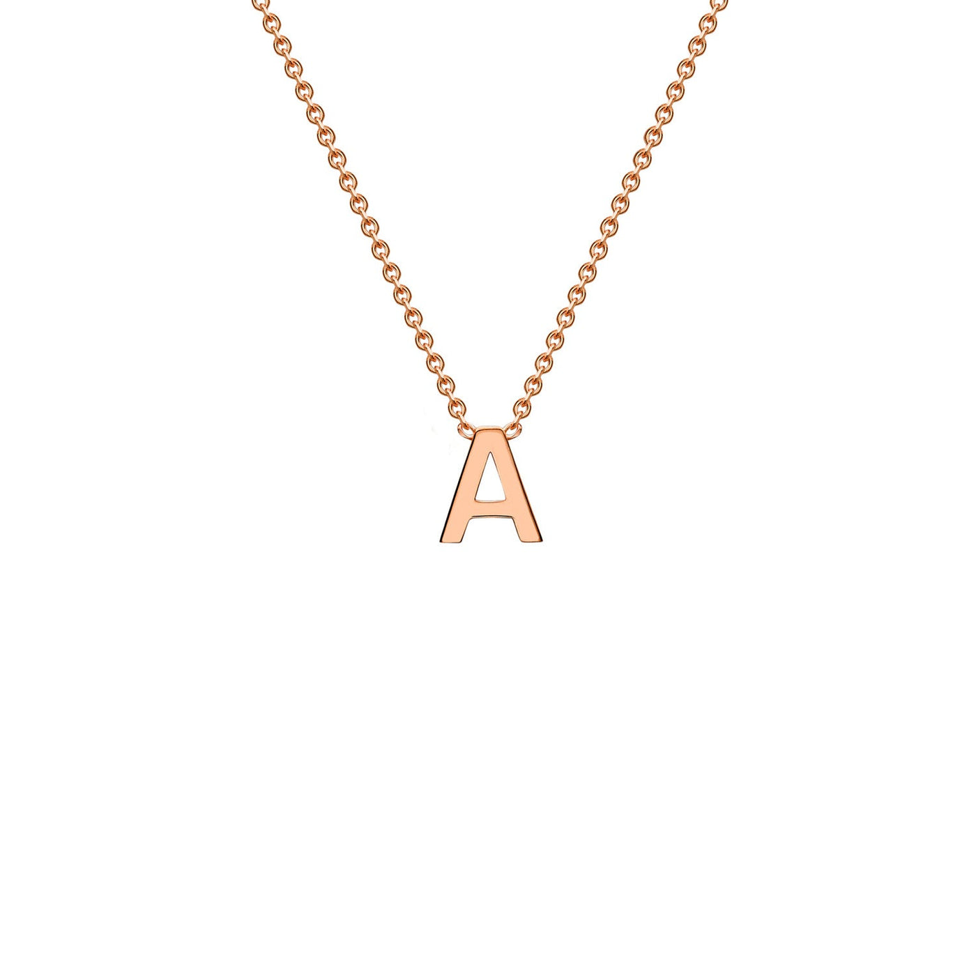 9K Rose Gold 'A' Initial Adjustable Letter Necklace 38/43cm