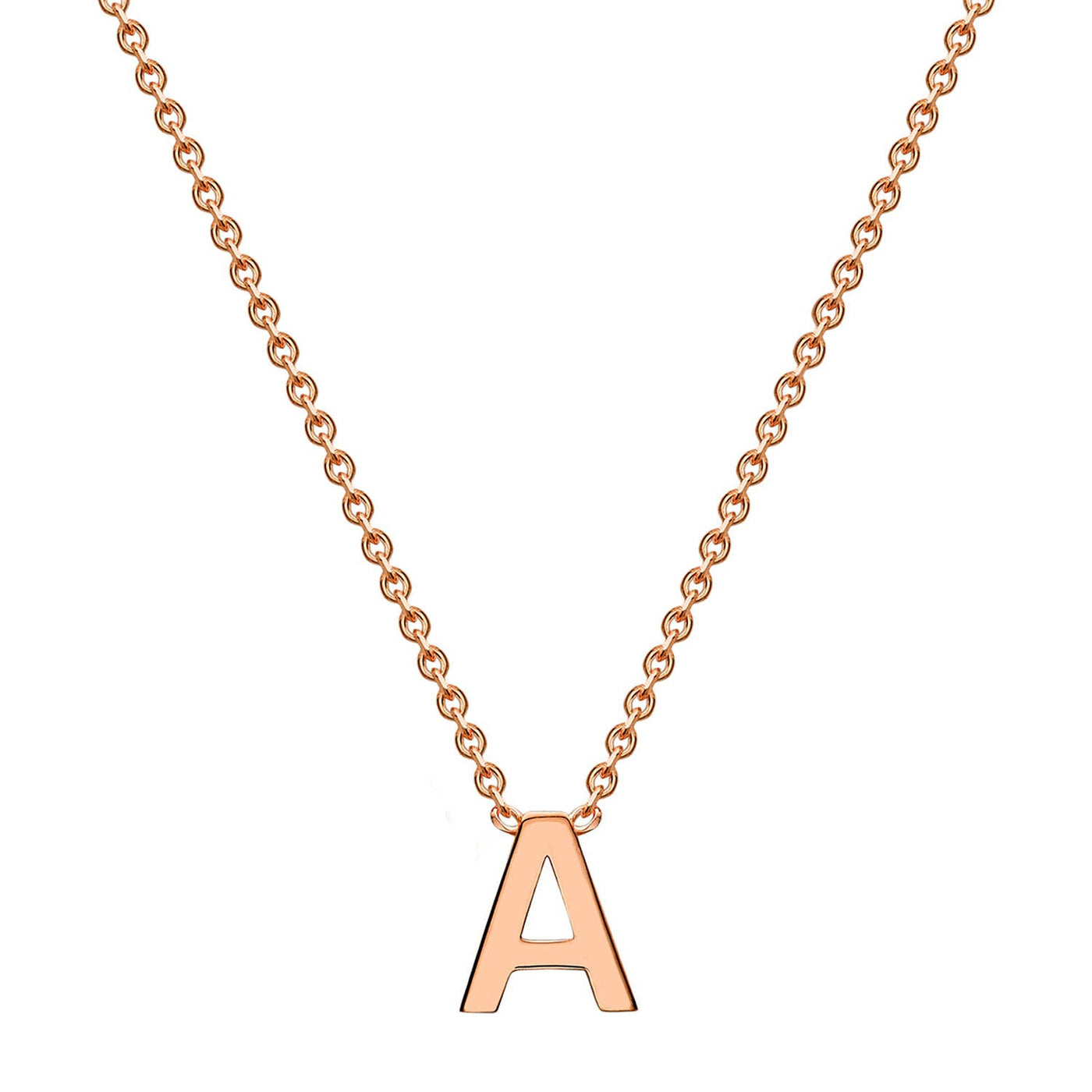 9K Rose Gold 'A' Initial Adjustable Letter Necklace 38/43cm