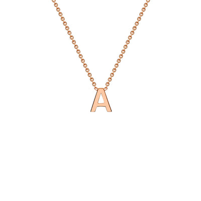 9K Rose Gold 'A' Initial Adjustable Letter Necklace 38/43cm