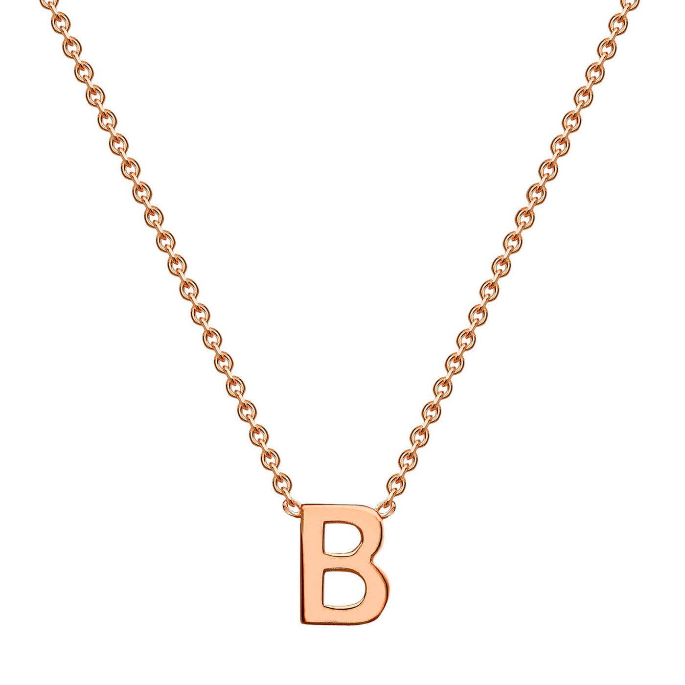 9K Rose Gold 'B' Initial Adjustable Letter Necklace 38/43cm