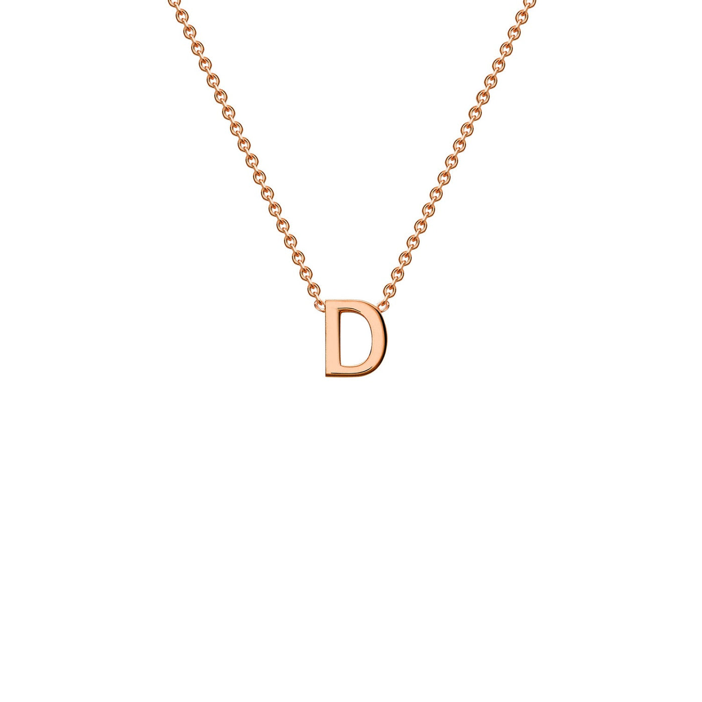9K Rose Gold 'D' Initial Adjustable Letter Necklace 38/43cm