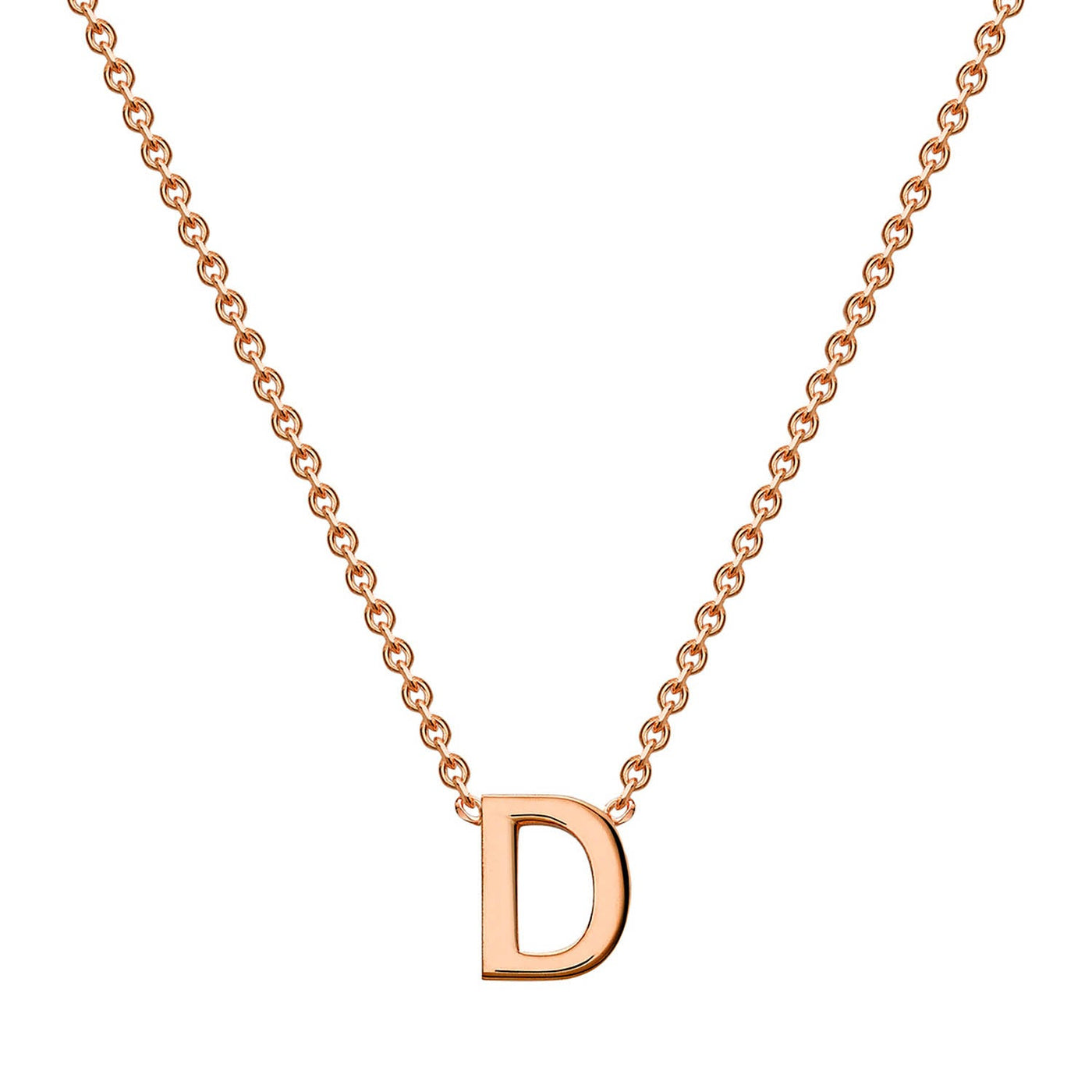 9K Rose Gold 'D' Initial Adjustable Letter Necklace 38/43cm
