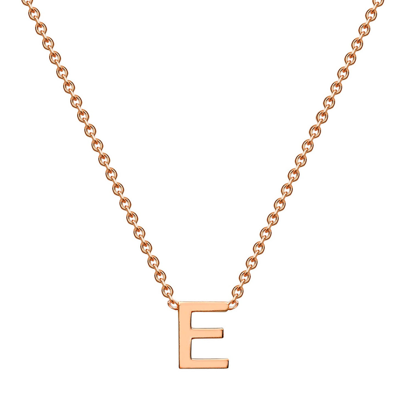 9K Rose Gold 'E' Initial Adjustable Letter Necklace 38/43cm