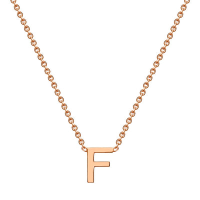 9K Rose Gold 'F' Initial Adjustable Letter Necklace 38/43cm