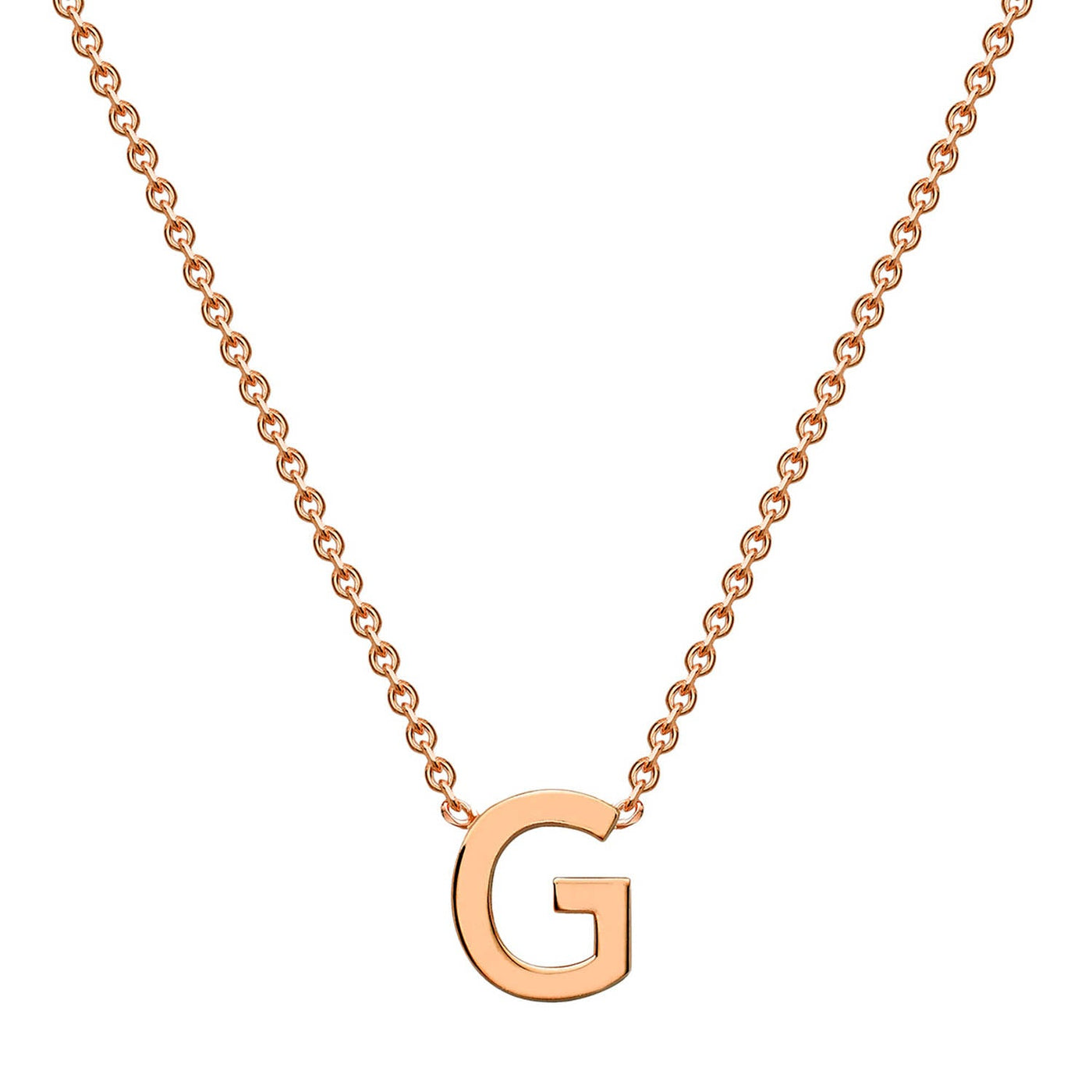 9K Rose Gold 'G' Initial Adjustable Letter Necklace 38/43cm