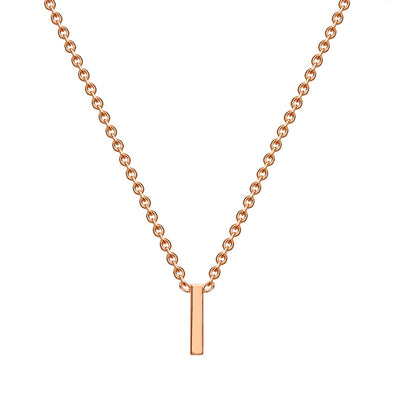 9K Rose Gold 'I' Initial Adjustable Letter Necklace 38/43cm