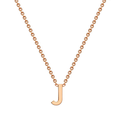 9K Rose Gold 'J' Initial Adjustable Letter Necklace 38/43cm