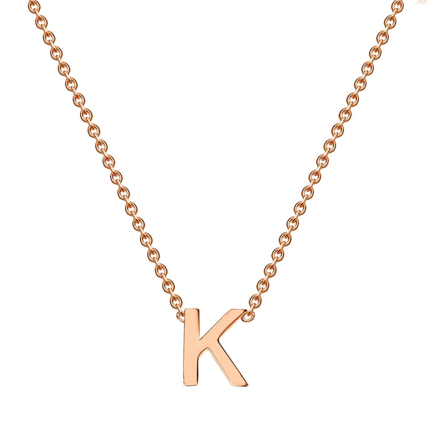 9K Rose Gold 'K' Initial Adjustable Letter Necklace 38/43cm