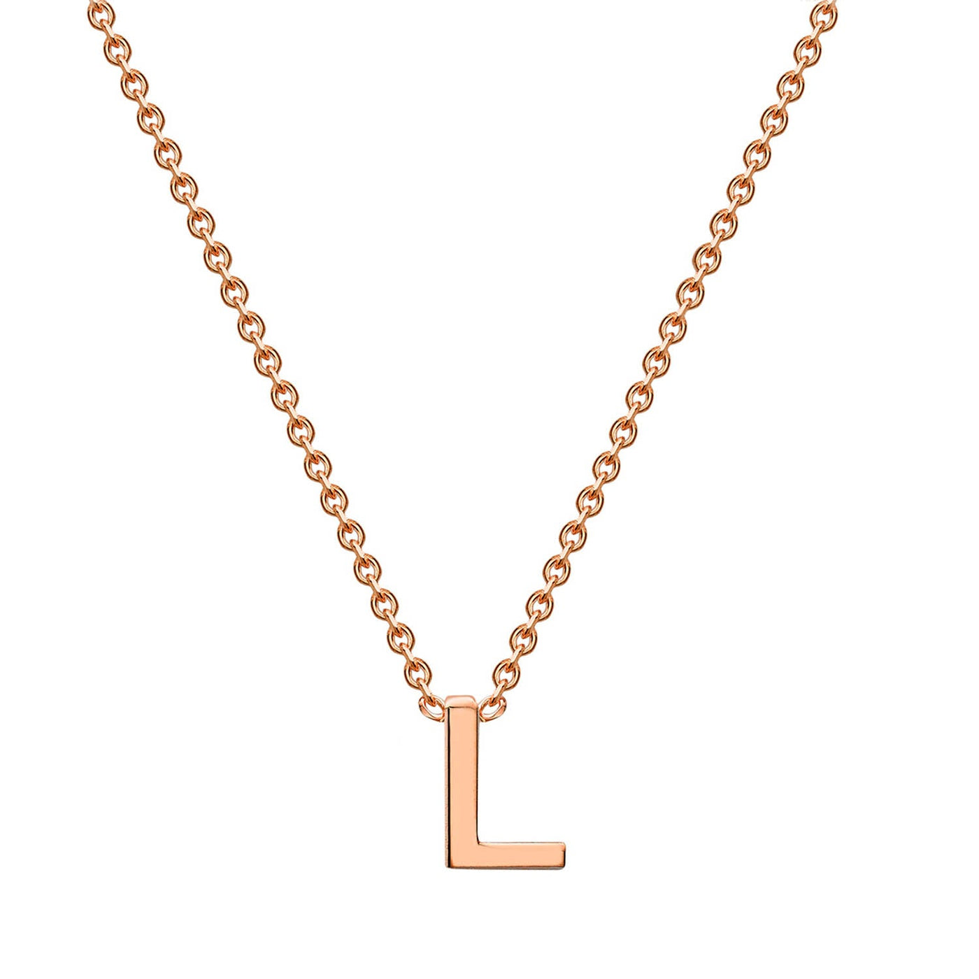9K Rose Gold 'L' Initial Adjustable Letter Necklace 38/43cm