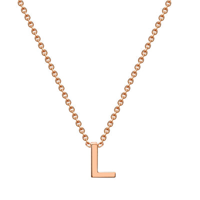 9K Rose Gold 'L' Initial Adjustable Letter Necklace 38/43cm