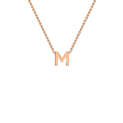 9K Rose Gold 'M' Initial Adjustable Letter Necklace 38/43cm