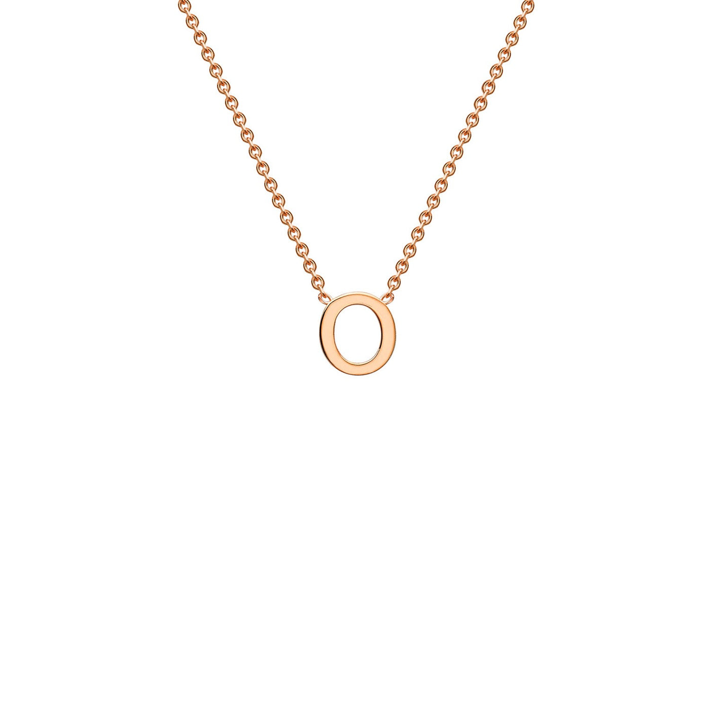 9K Rose Gold 'O' Initial Adjustable Letter Necklace 38/43cm