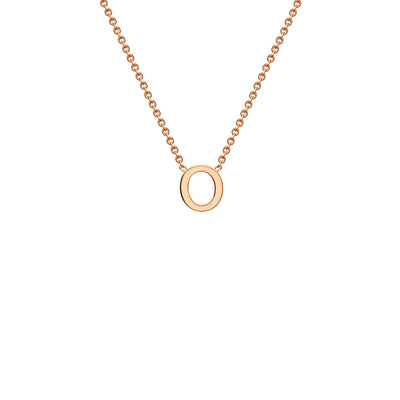 9K Rose Gold 'O' Initial Adjustable Letter Necklace 38/43cm