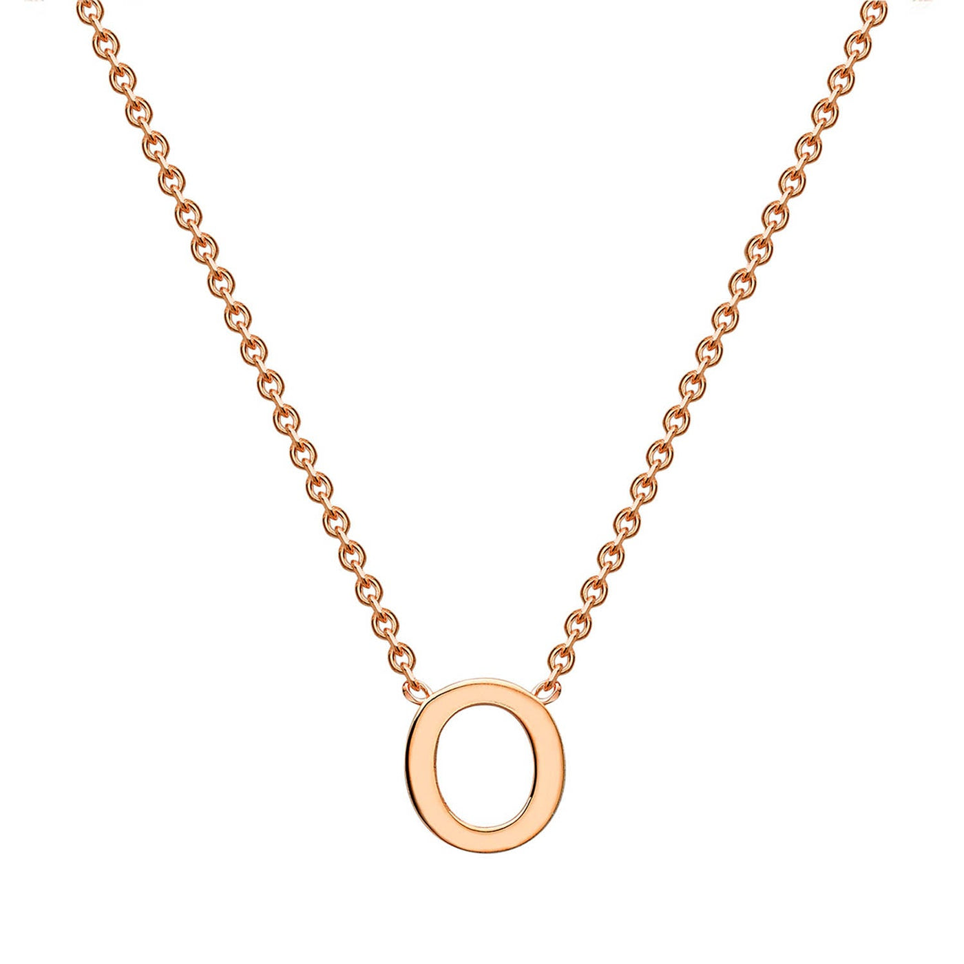 9K Rose Gold 'O' Initial Adjustable Letter Necklace 38/43cm