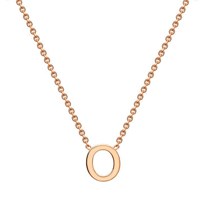 9K Rose Gold 'O' Initial Adjustable Letter Necklace 38/43cm
