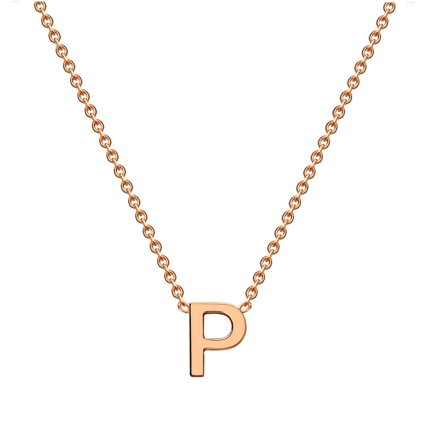 9K Rose Gold 'P' Initial Adjustable Letter Necklace 38/43cm