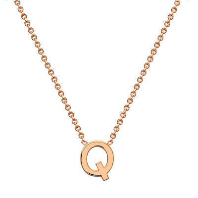 9K Rose Gold 'Q' Initial Adjustable Letter Necklace 38/43cm